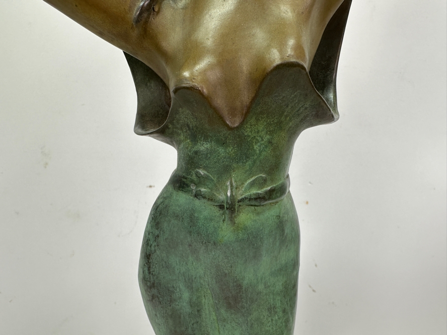 After Paul Lucien Bessin Dragonfly Girl Libellule Bronze Sculpture On Marble Base 20.5H [Photo 15]