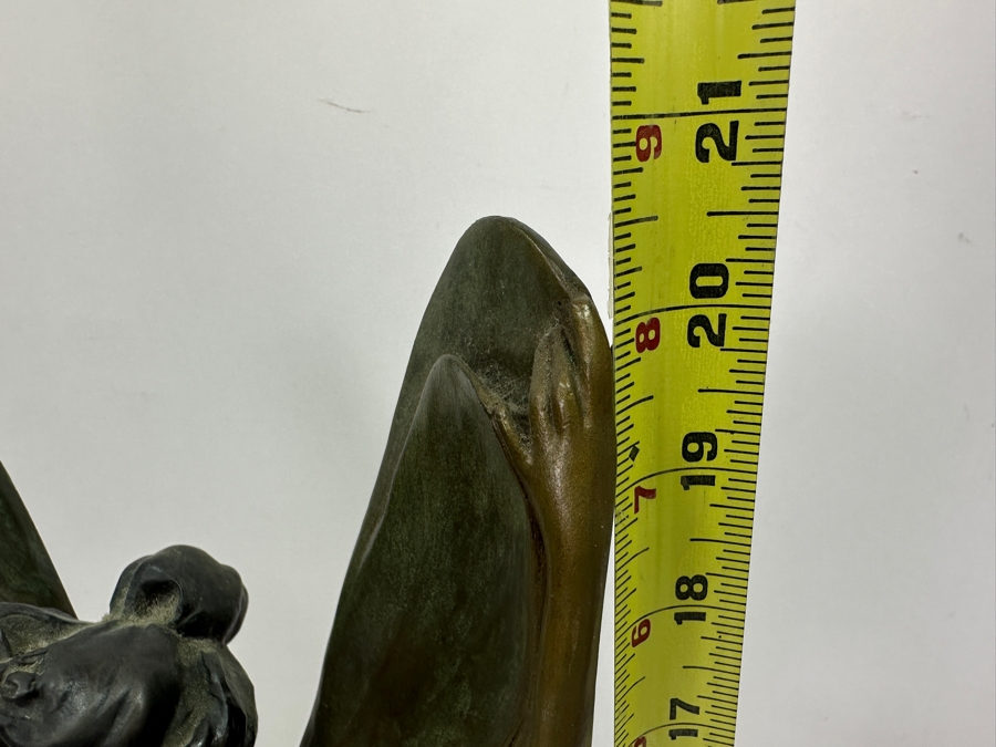 After Paul Lucien Bessin Dragonfly Girl Libellule Bronze Sculpture On Marble Base 20.5H [Photo 13]