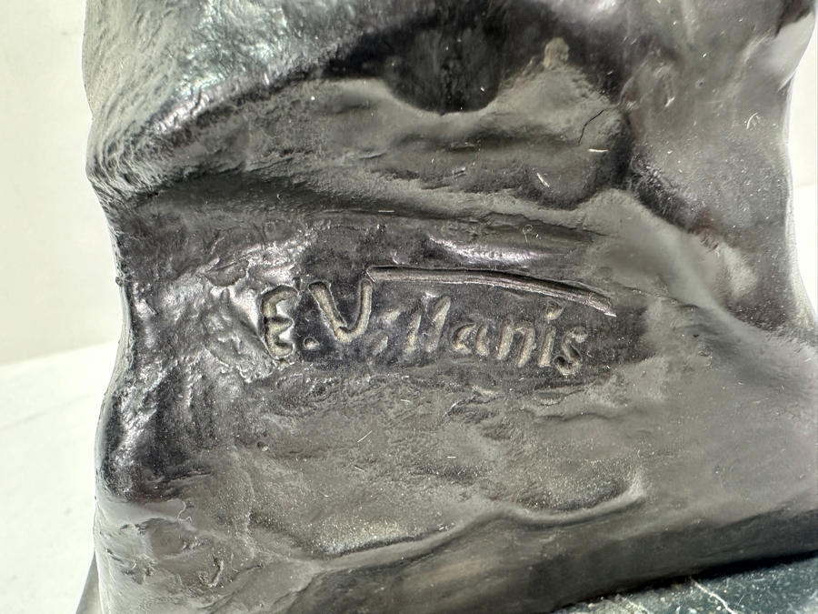 Emmanuel Villanis (1858-1914, French) Bronze Bust Titled Iris On Marble Base 22'H [Photo 13]