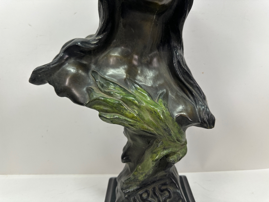Emmanuel Villanis (1858-1914, French) Bronze Bust Titled Iris On Marble Base 22'H [Photo 7]
