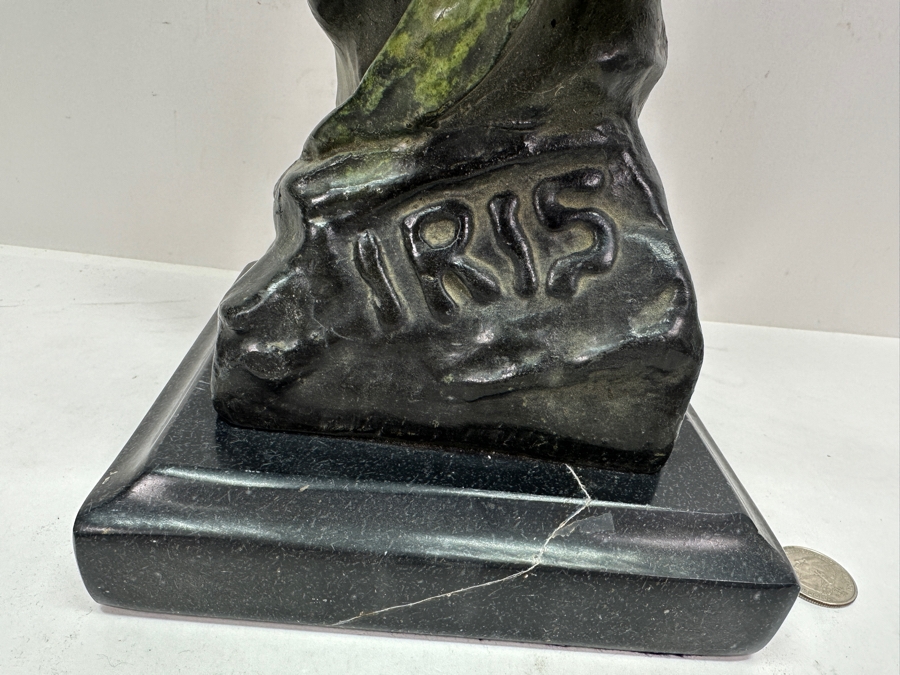 Emmanuel Villanis (1858-1914, French) Bronze Bust Titled Iris On Marble Base 22'H [Photo 4]