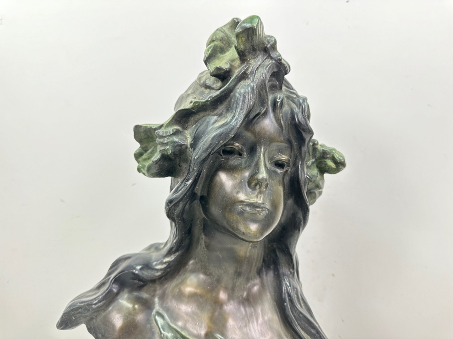 Emmanuel Villanis (1858-1914, French) Bronze Bust Titled Iris On Marble Base 22'H [Photo 6]