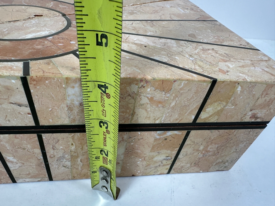 Robert Marcius For Casa Bique Tessellated Fossil Stone & Bronze Pair Of Triangular Boxes 12W X 9D X 4H [Photo 16]