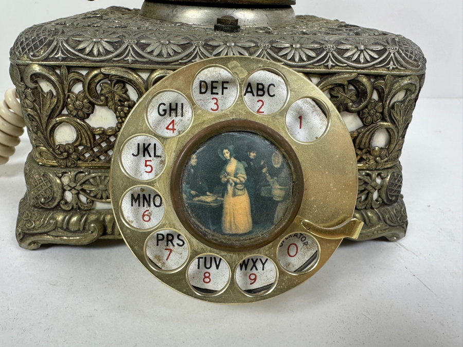 Vintage 1967 United States Telephone Company Brass Rotary Phone US-4 Model From Illinois Bell 10W X 9H [Photo 3]