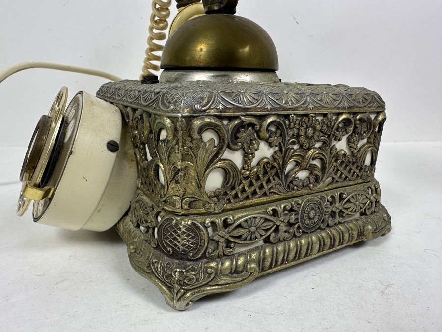 Vintage 1967 United States Telephone Company Brass Rotary Phone US-4 Model From Illinois Bell 10W X 9H [Photo 7]