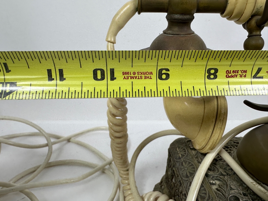 Vintage 1967 United States Telephone Company Brass Rotary Phone US-4 Model From Illinois Bell 10W X 9H [Photo 14]