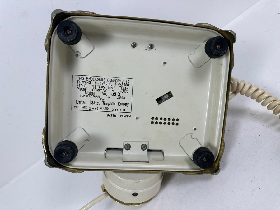 Vintage 1967 United States Telephone Company Brass Rotary Phone US-4 Model From Illinois Bell 10W X 9H [Photo 12]