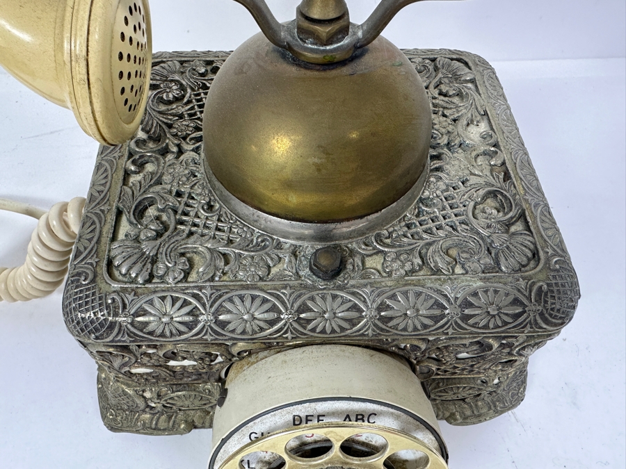 Vintage 1967 United States Telephone Company Brass Rotary Phone US-4 Model From Illinois Bell 10W X 9H [Photo 6]