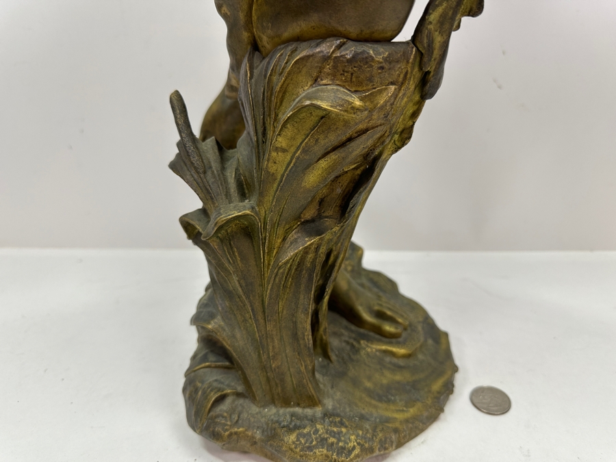 Jean-Baptiste Germain (1841-1910, French) Rare French Art Nouveau Gilt Bronze Sculpture Signed 'Germain JB  - Exposition Paris 1900' 26'H Weighs 31.0lbs [Photo 10]