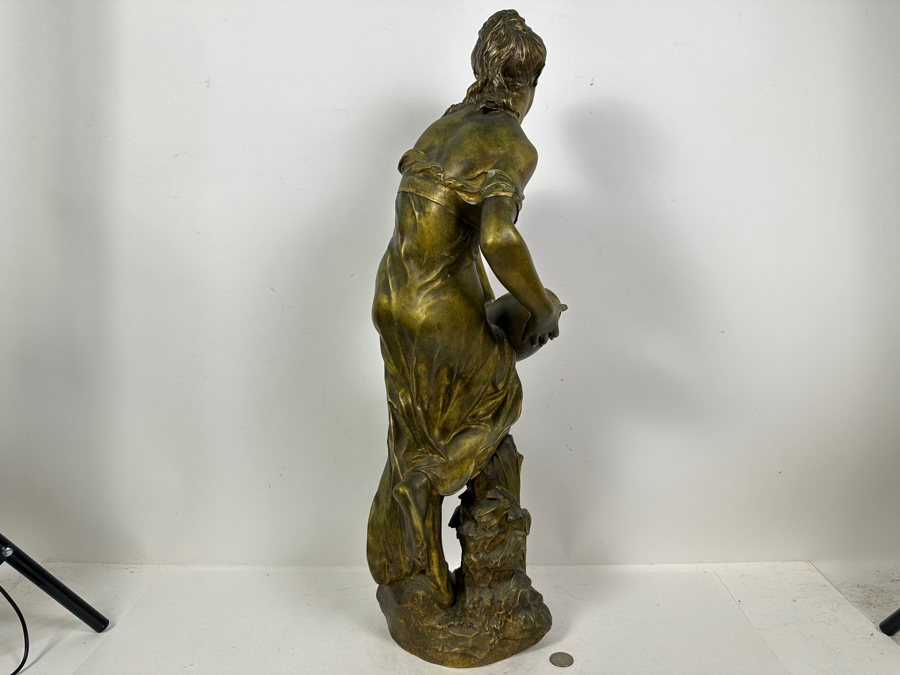Jean-Baptiste Germain (1841-1910, French) Rare French Art Nouveau Gilt Bronze Sculpture Signed 'Germain JB  - Exposition Paris 1900' 26'H Weighs 31.0lbs [Photo 21]