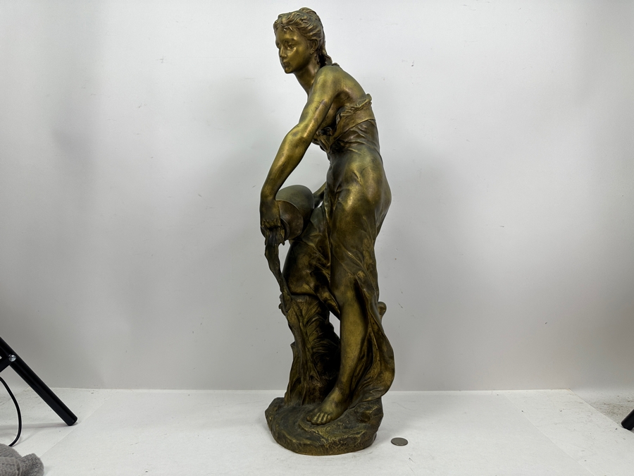 Jean-Baptiste Germain (1841-1910, French) Rare French Art Nouveau Gilt Bronze Sculpture Signed 'Germain JB  - Exposition Paris 1900' 26'H Weighs 31.0lbs [Photo 11]