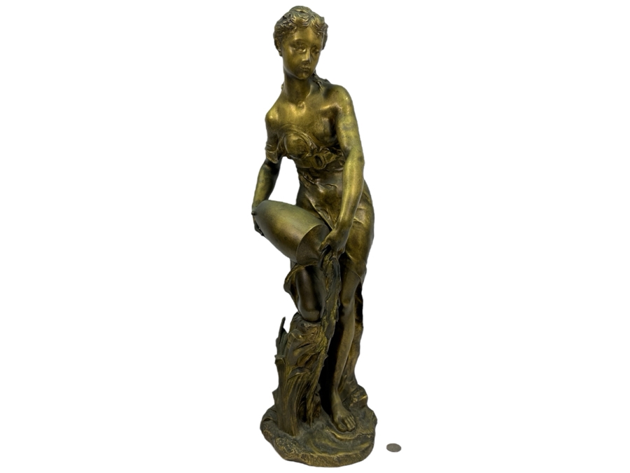 Jean-Baptiste Germain (1841-1910, French) Rare French Art Nouveau Gilt Bronze Sculpture Signed 'Germain JB  - Exposition Paris 1900' 26'H Weighs 31.0lbs