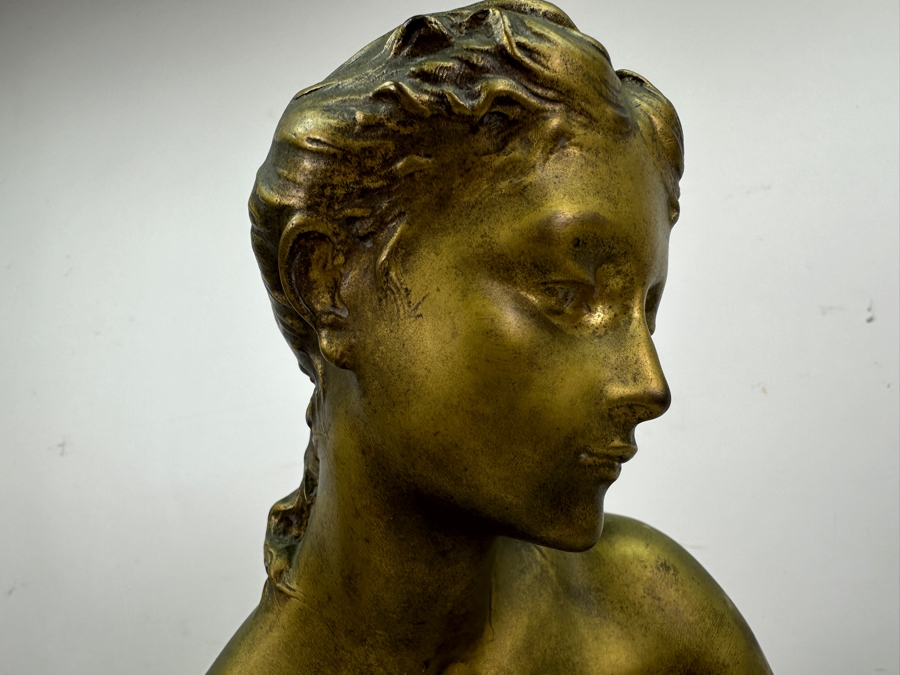 Jean-Baptiste Germain (1841-1910, French) Rare French Art Nouveau Gilt Bronze Sculpture Signed 'Germain JB  - Exposition Paris 1900' 26'H Weighs 31.0lbs [Photo 7]