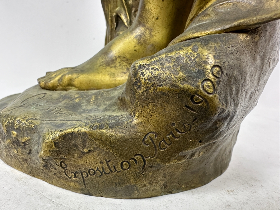 Jean-Baptiste Germain (1841-1910, French) Rare French Art Nouveau Gilt Bronze Sculpture Signed 'Germain JB  - Exposition Paris 1900' 26'H Weighs 31.0lbs [Photo 19]