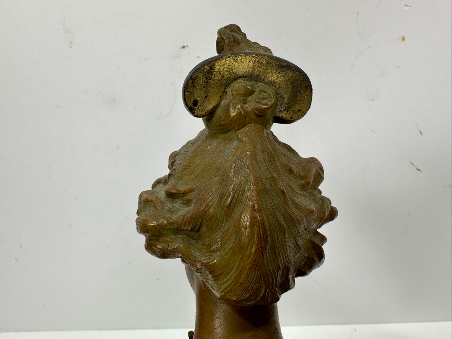 Vintage Art Nouveau Spelter Bronze Bust On Marble Base 11'H [Photo 11]