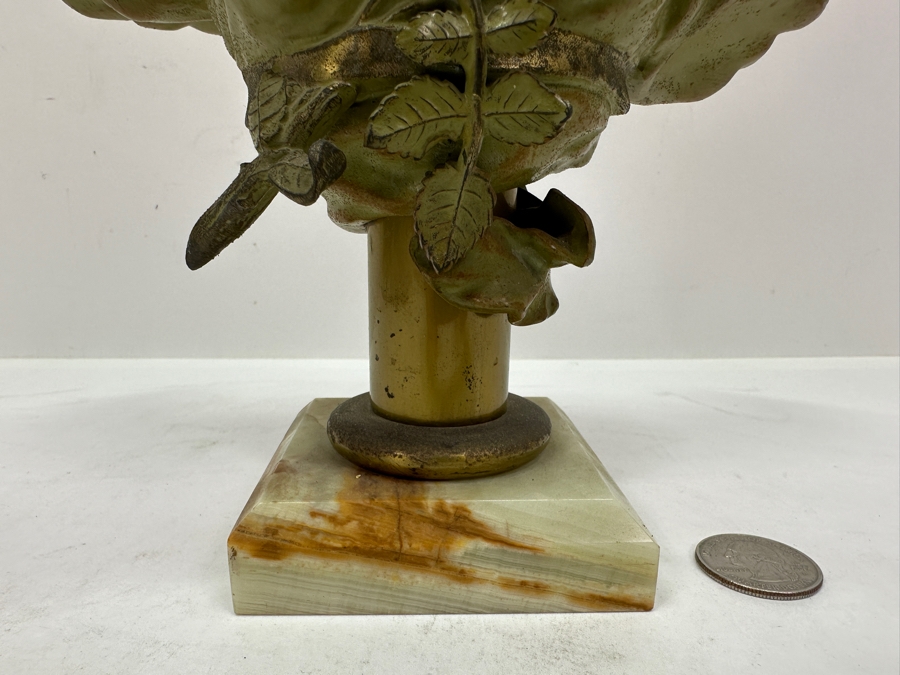 Vintage Art Nouveau Spelter Bronze Bust On Marble Base 11'H [Photo 7]