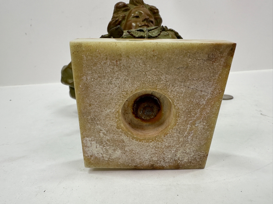 Vintage Art Nouveau Spelter Bronze Bust On Marble Base 11'H [Photo 13]