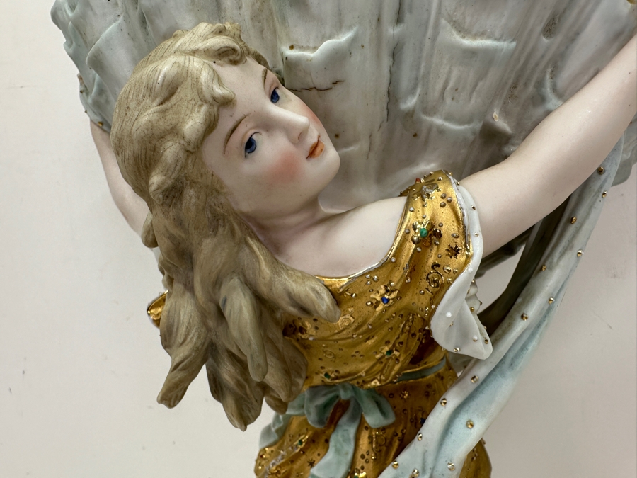 Stunning Hand Painted Porcelain Wall Sconce Signed On Back 10.5W X 14.75L [Photo 3]