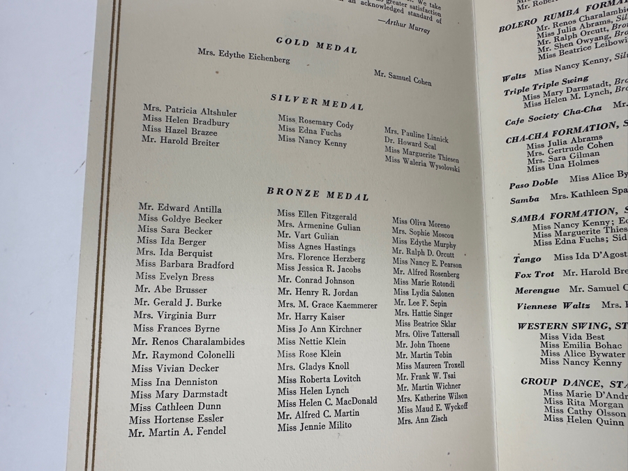 Just Added - Signed 1954 Hardcover Book Down Memory Lane: Arthur Murray's Picture Story Of Social Dancing Featuring Ballroom Dancers And (3) Programs For The 1958 Arthur Murray Medal Ball - See Photos For Autographs [Photo 15]