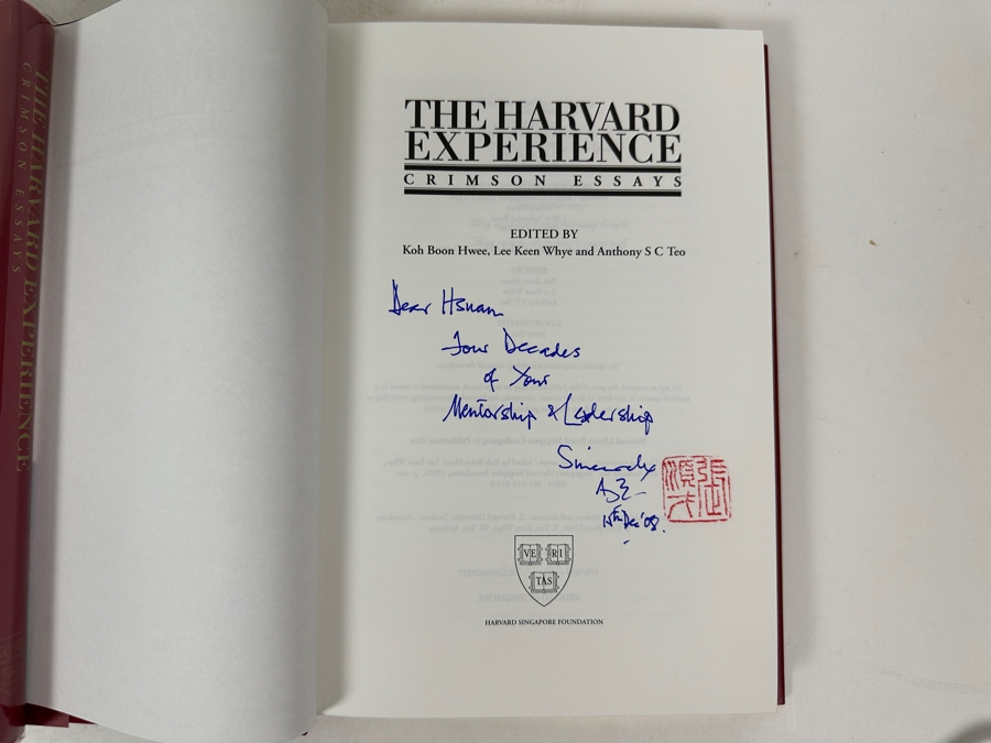Just Added - Pair Of Hardcover Books The Harvard Experience: Crimson Essays - One Book Is Sealed, The Other Is Signed [Photo 5]