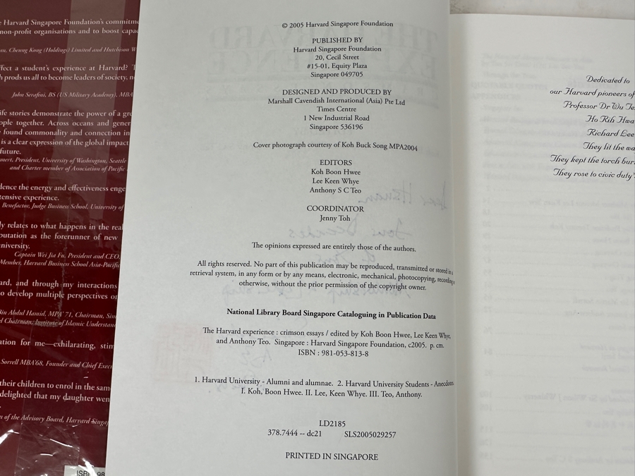 Just Added - Pair Of Hardcover Books The Harvard Experience: Crimson Essays - One Book Is Sealed, The Other Is Signed [Photo 8]