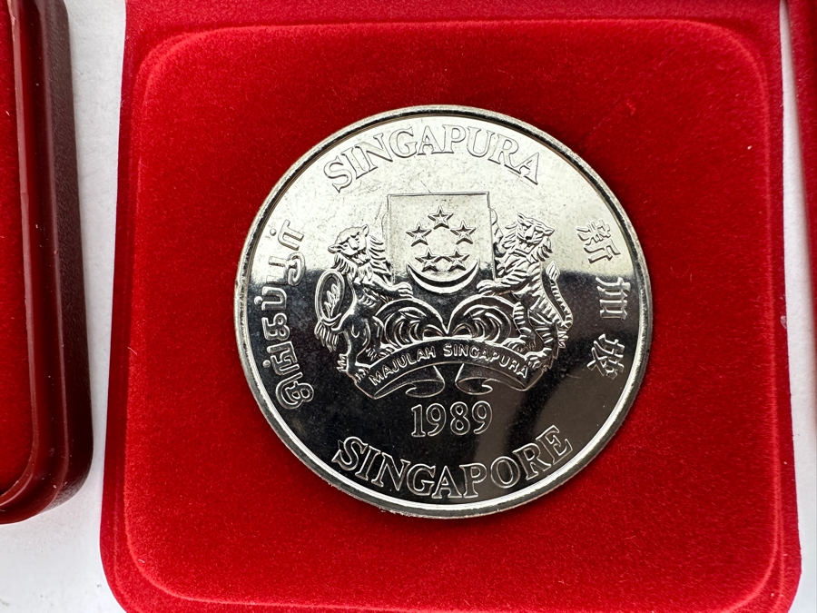 Just Added - Singapore Mint Uncirculated Coins: (2) 1986 $10 Coins, (2) 1989 $10 Coins & (2) 1990 $10 Coins - Total Of Six Coins [Photo 6]