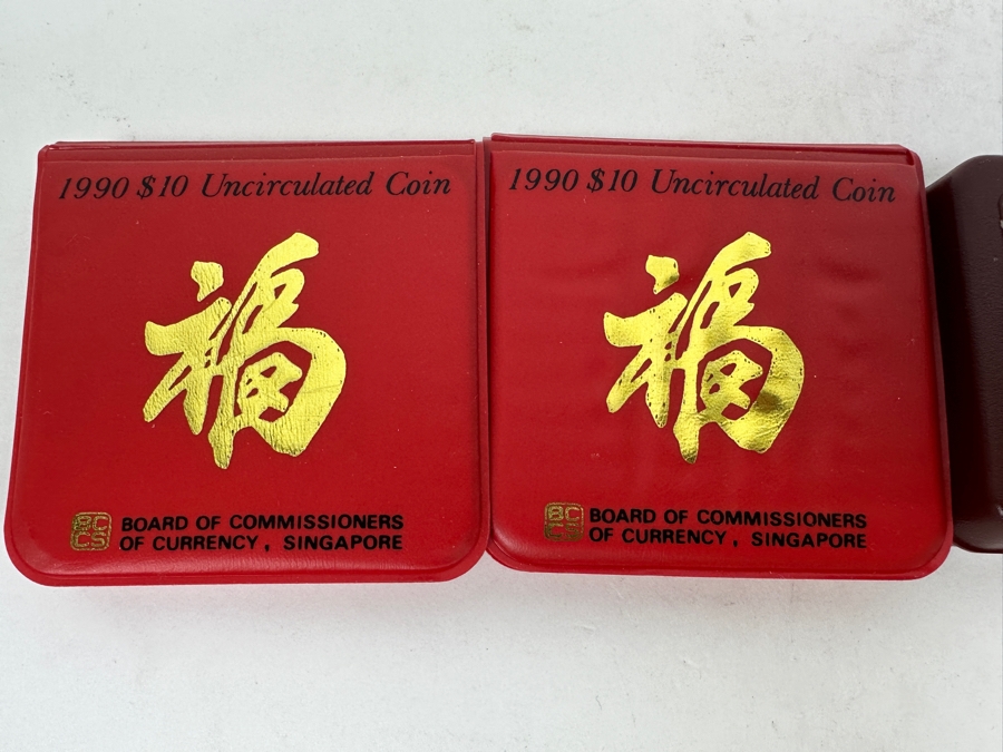 Just Added - Singapore Mint Uncirculated Coins: (2) 1986 $10 Coins, (2) 1989 $10 Coins & (2) 1990 $10 Coins - Total Of Six Coins [Photo 10]