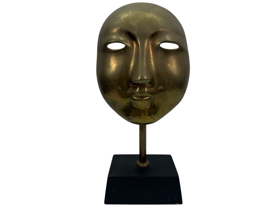Decorative Brass Face On Stand From India 12.5'H