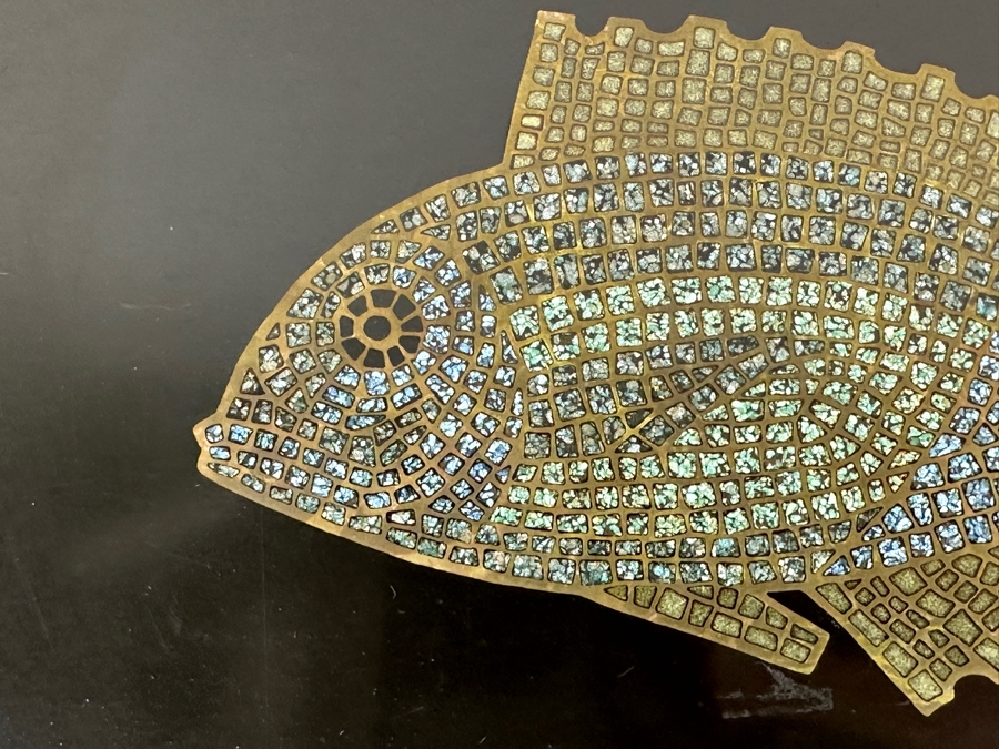 Vintage Couroc Of Monterey Inlaid Mother Of Pearl And Brass Fish Sculpin Tray 12.5 X 9.5 [Photo 6]
