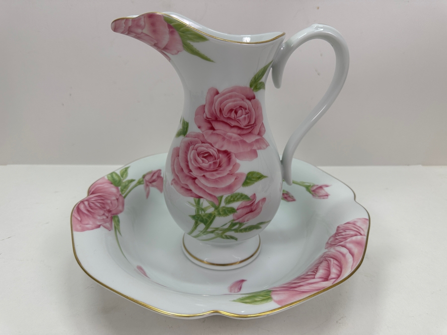 Givenchy Rose By Givenchy Pitcher & Wash Basin Bowl For The Franklin Mint 12W X 9.25H [Photo 2]
