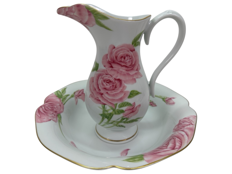 Givenchy Rose By Givenchy Pitcher & Wash Basin Bowl For The Franklin Mint 12W X 9.25H [Photo 1]