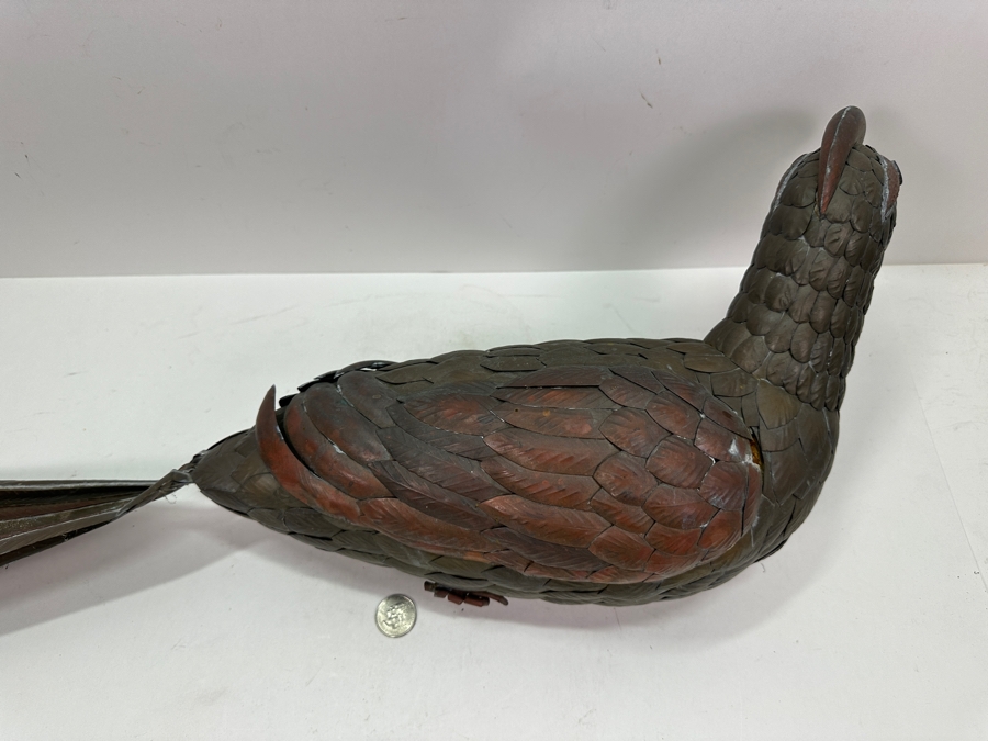 Large Handmade Copper And Brass Bird Garden Sculpture - Needs Rod For Support And Display 29'L [Photo 5]