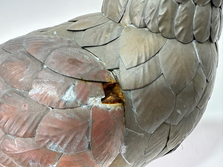 Large Handmade Copper And Brass Bird Garden Sculpture - Needs Rod For Support And Display 29'L [Photo 6]