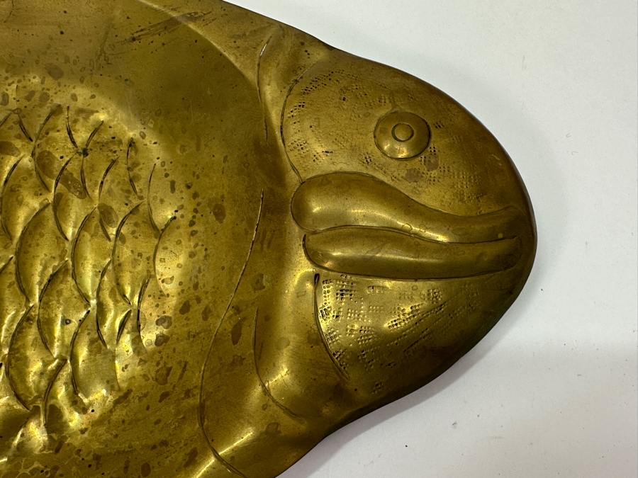 Hand Hammered Brass Fish Serving Platter 20 X 9.5 [Photo 4]