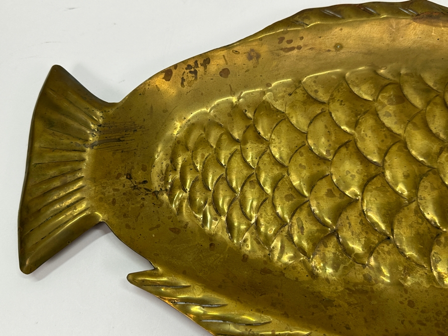Hand Hammered Brass Fish Serving Platter 20 X 9.5 [Photo 5]