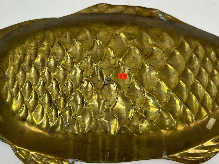 Hand Hammered Brass Fish Serving Platter 20 X 9.5 [Photo 6]