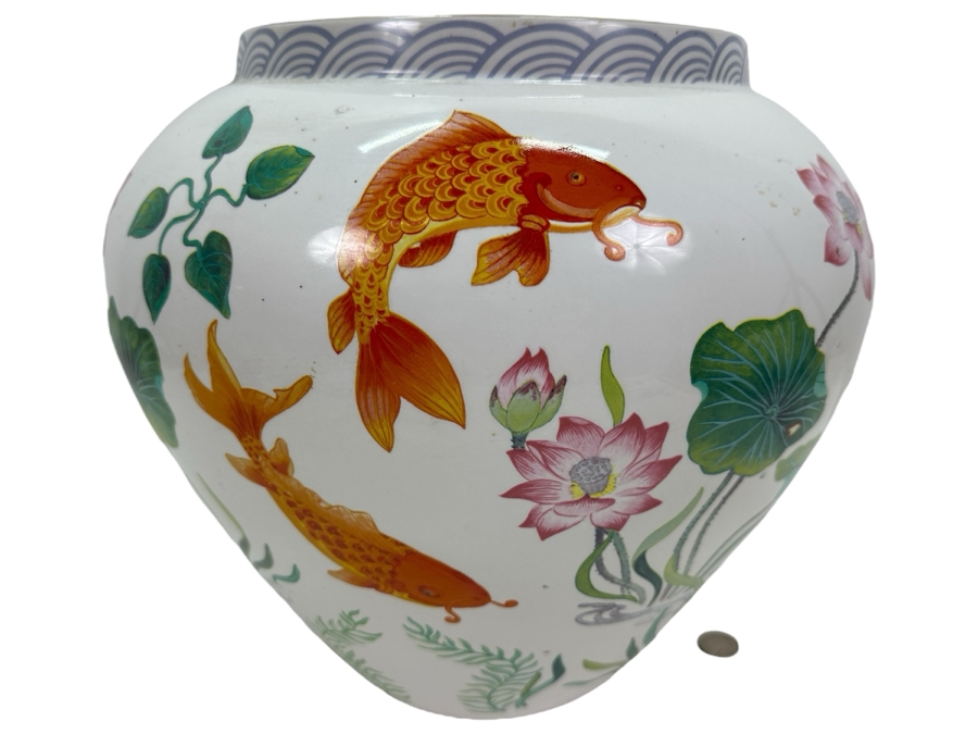 The Vase Of The Golden Carp By Zhe Zhou Jiang For The Franklin Mint 1987 12.5'H
