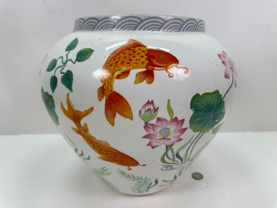 The Vase Of The Golden Carp By Zhe Zhou Jiang For The Franklin Mint 1987 12.5'H [Photo 2]