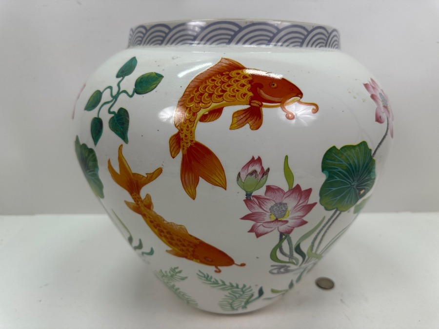 The Vase Of The Golden Carp By Zhe Zhou Jiang For The Franklin Mint 1987 12.5'H [Photo 4]