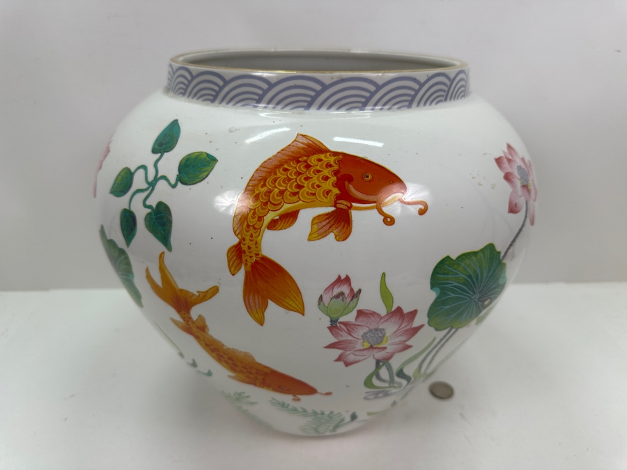 The Vase Of The Golden Carp By Zhe Zhou Jiang For The Franklin Mint 1987 12.5'H [Photo 3]
