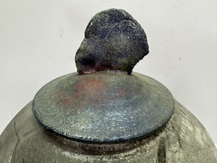 Howard Costantino Raku Studio Pottery Jar With Lid 14'H Dated 1993 [Photo 5]