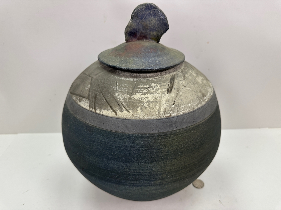 Howard Costantino Raku Studio Pottery Jar With Lid 14'H Dated 1993 [Photo 3]