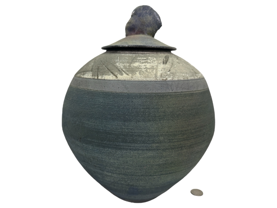 Howard Costantino Raku Studio Pottery Jar With Lid 14'H Dated 1993