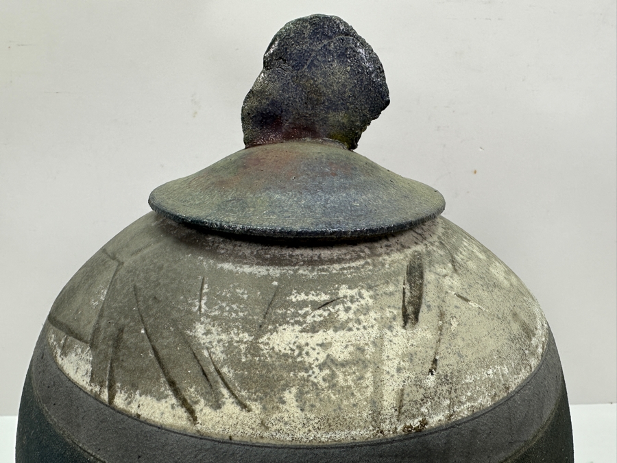 Howard Costantino Raku Studio Pottery Jar With Lid 14'H Dated 1993 [Photo 4]