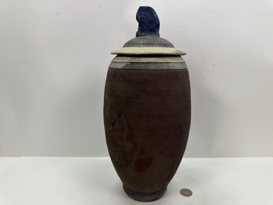 Howard Costantino Raku Studio Pottery Jar With Lid 14'H Dated 1993 [Photo 2]