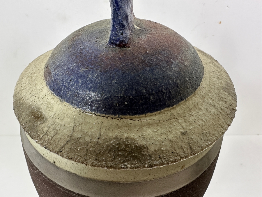 Howard Costantino Raku Studio Pottery Jar With Lid 14'H Dated 1993 [Photo 11]