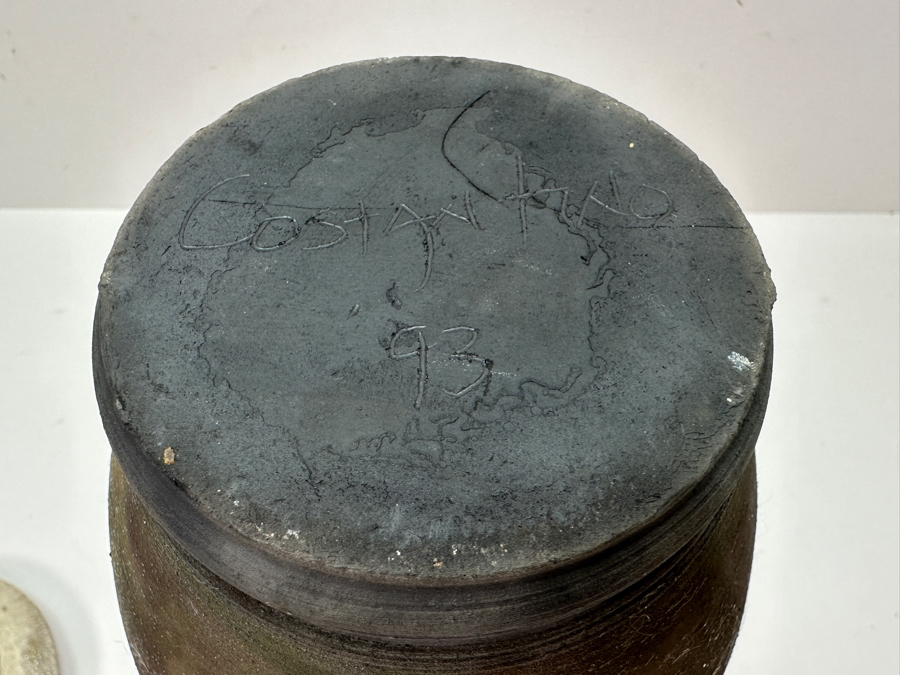 Howard Costantino Raku Studio Pottery Jar With Lid 14'H Dated 1993 [Photo 6]