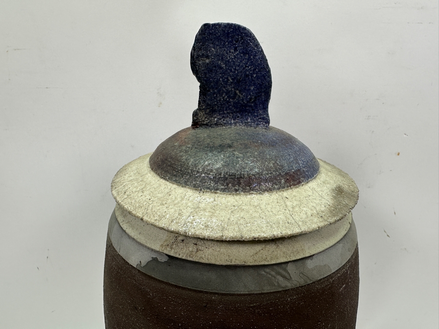 Howard Costantino Raku Studio Pottery Jar With Lid 14'H Dated 1993 [Photo 3]