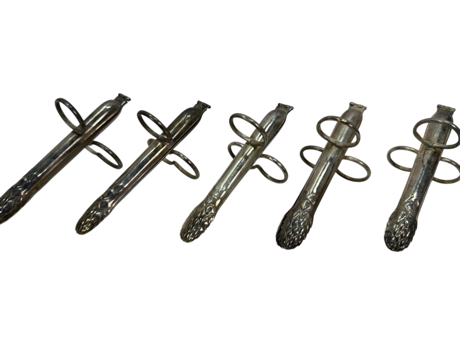 (5) Silverplate Asparagus Serving Tongs