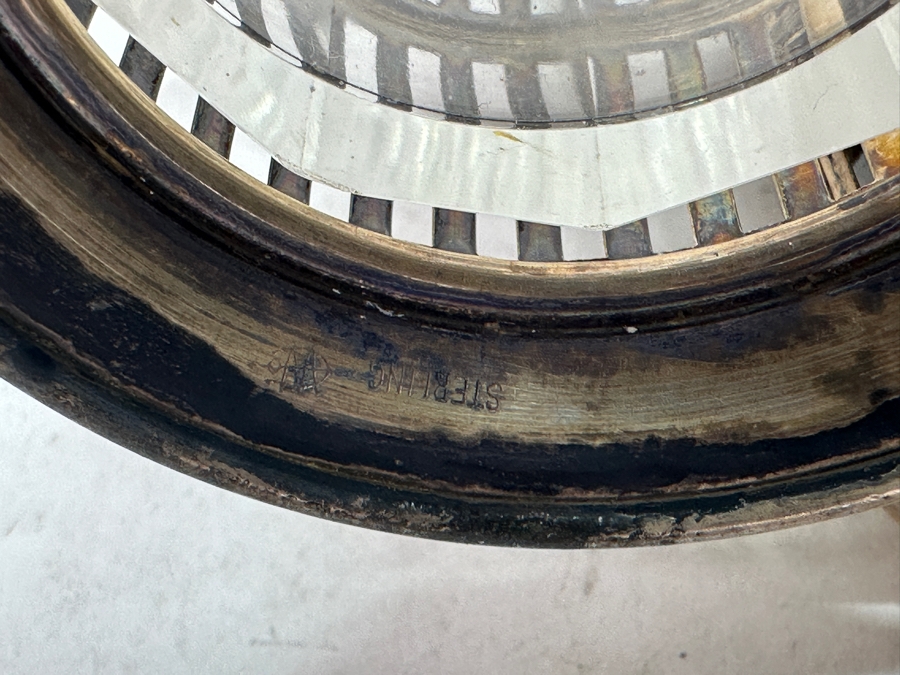 Vintage Sterling Silver / Crystal Cruet Set By Webster Company 5W X 5.25H [Photo 4]